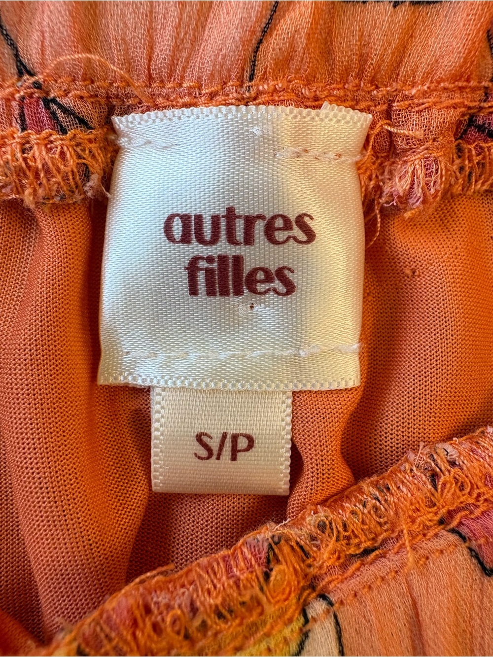 Autres Filles Floral Ruffle Tiered Mini Pull on Skirt - Orange Pink Yellow Sz S - Picture 5 of 8